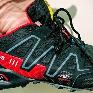 Salomon Black and Red Athletic Shoes